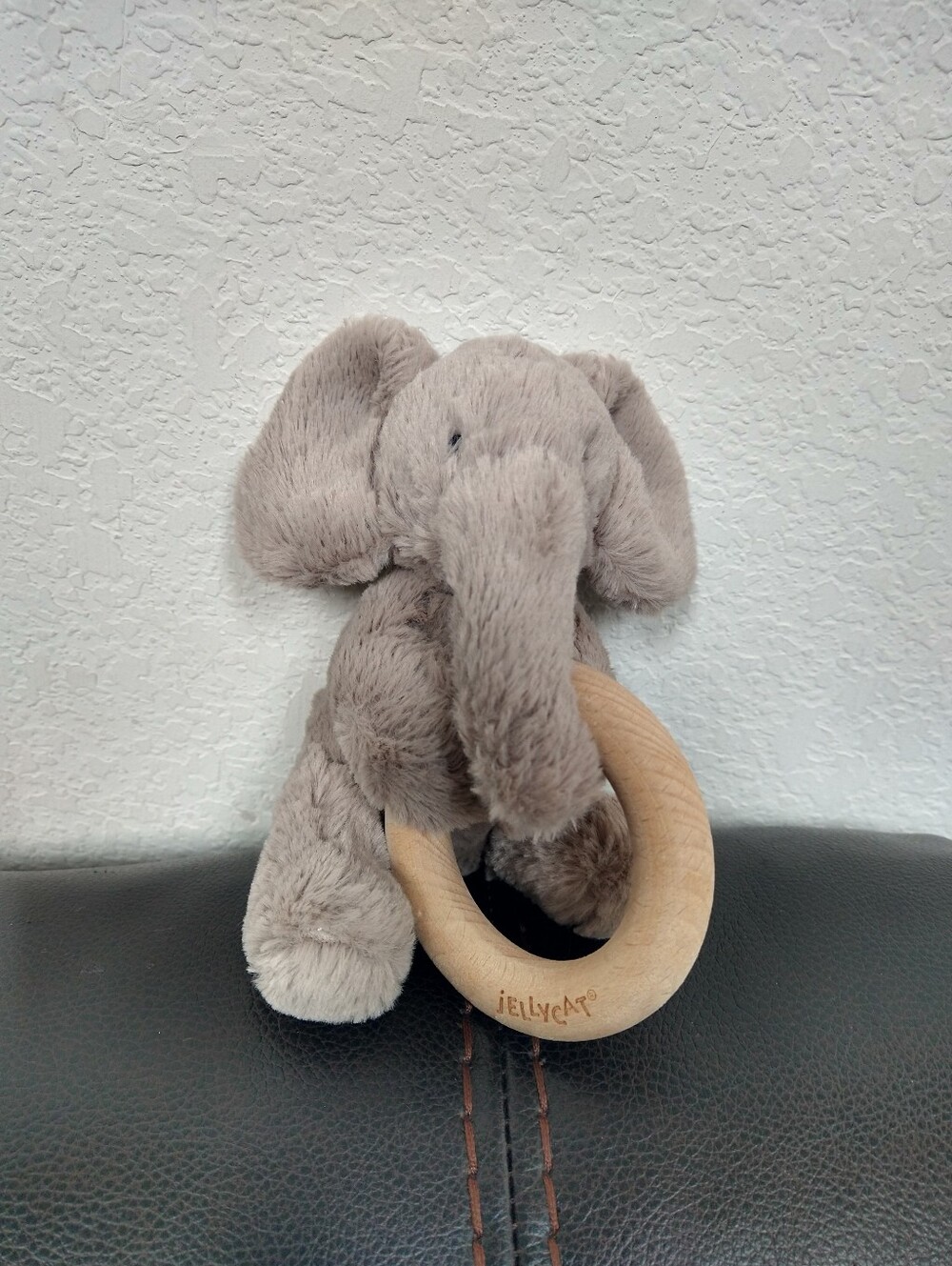 Jellycat Elephant Rattle with Wooden Ring